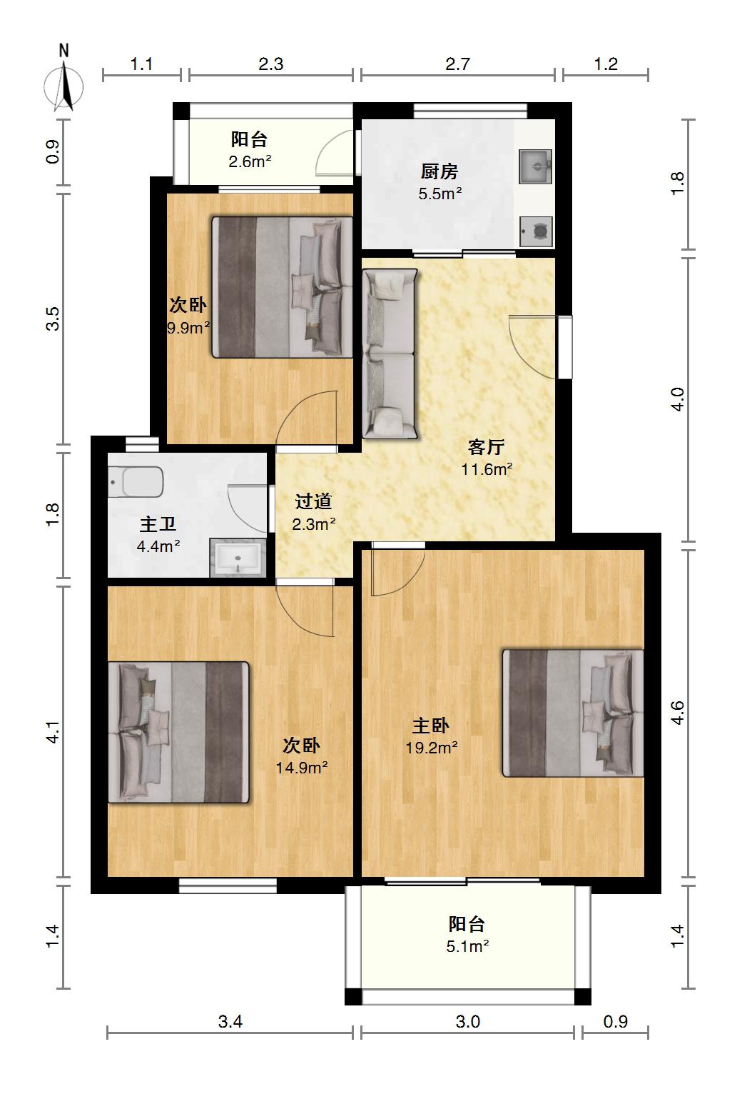 丰和新城,房东诚心售卖 看房预约 采光充足 户型方正13