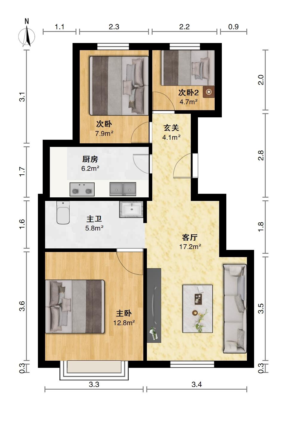 孔雀大卫城三期,大卫城三期,洋房三居88.55平房本满二,全天采光14