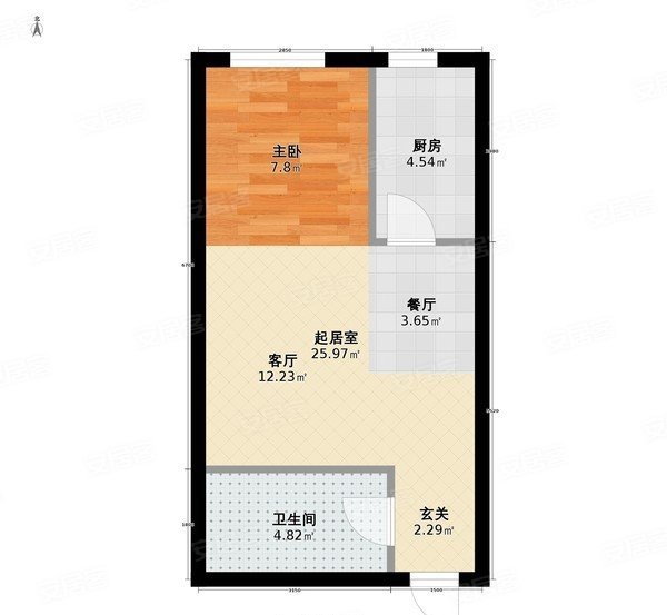 北延新居B区1室1厅1卫朝东北普通出租
