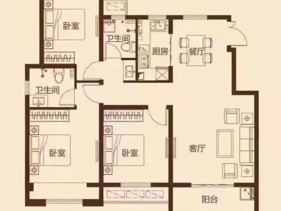 中海左岸3室2厅2卫朝南精装房源图片