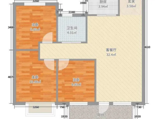 阳光家园3室2厅1卫朝南精装房源图片