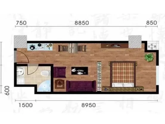 万达未来领地1室1厅1卫朝南精装房源图片