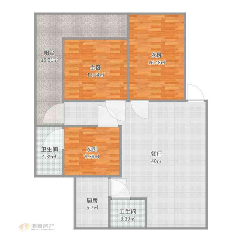 中大紫都,南北通透,2室2厅2卫2阳台全南,户型非常棒,有户型为证9