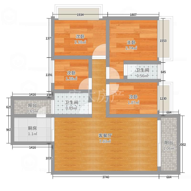 东方明珠,139㎡4室2厅2卫1阳台黄金楼层,视野开阔15