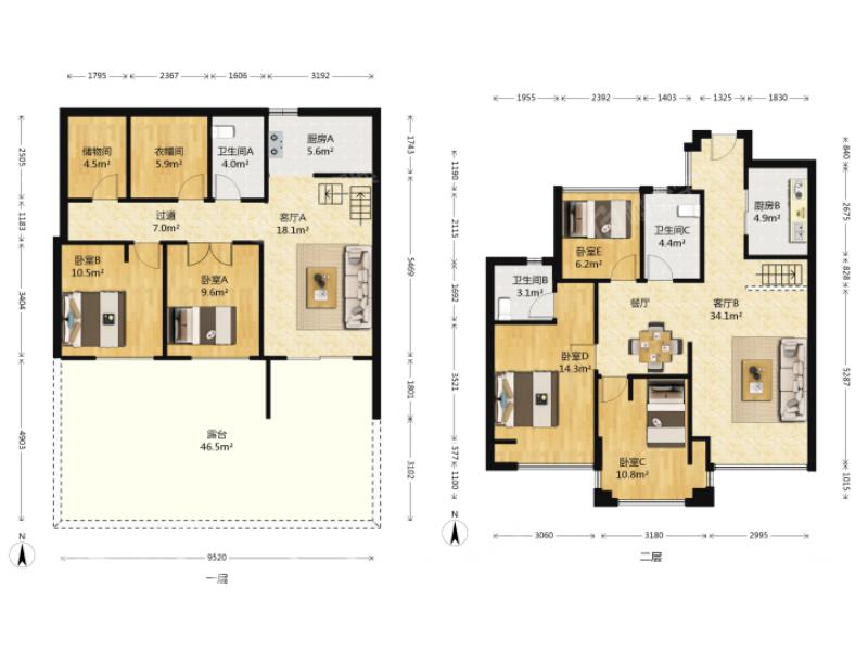 德信泊林春天,泊林春天 满2 5房三卫 自住装修 跃层 带60方大露台13