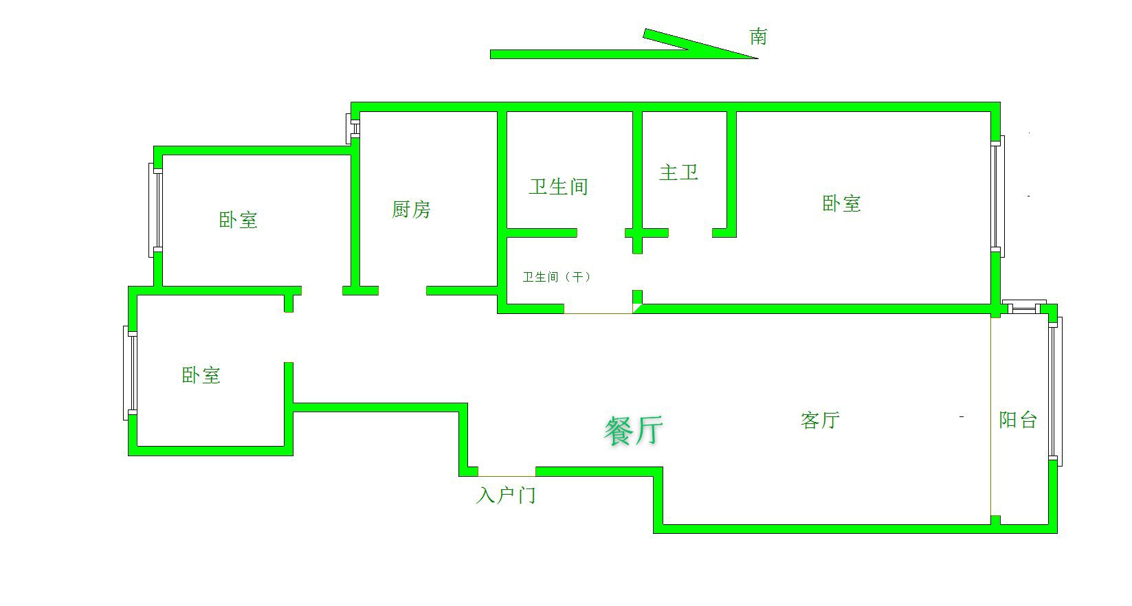 兆盛金禾苑,南北通透,3室2厅2卫1阳台全南,户型非常棒,有户型为证11