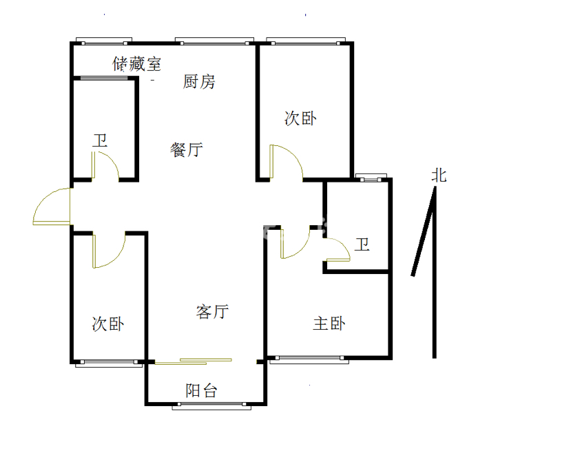 东润公园壹号,公园壹号,3室2厅2卫,南北通透带储物间,全明卫生间11