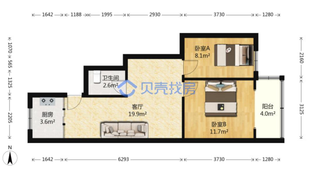 苜蓿园山庄,豪华装修2室1厅1卫1阳台,拎包入住,采光空气都很好!3