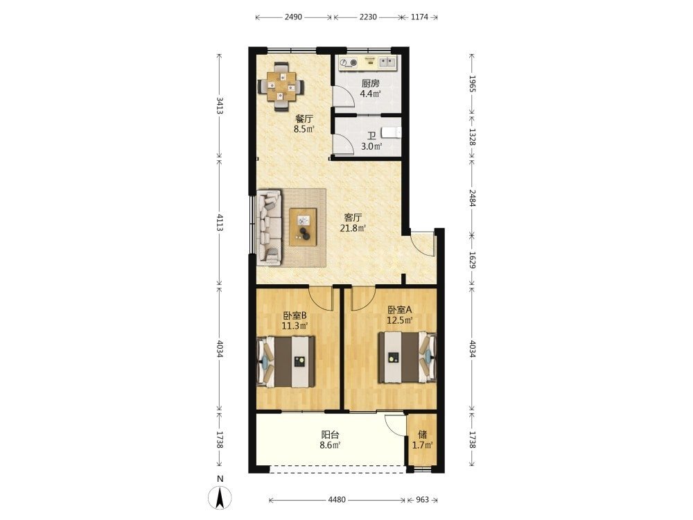 第六中学家属院,风景路2室南北通透房主降价急售 随时看房8