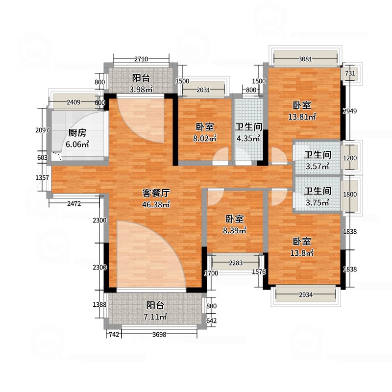 万象江山,万象江山,花园中间,精装4房,保养好,实用约153平12