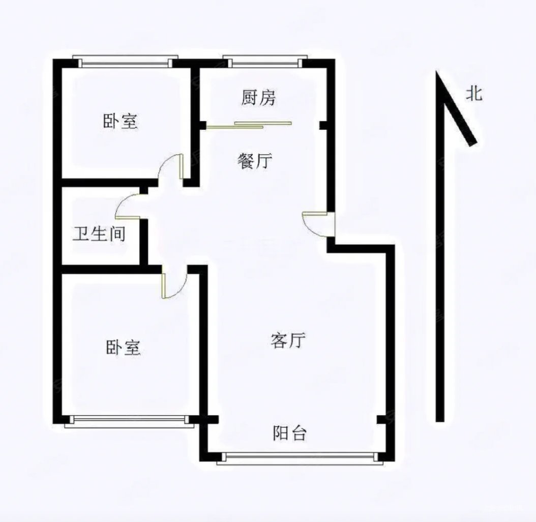 聚福源二期,聚福源二期76.74㎡2室2厅1卫1阳台毛坯,多条公交经过7