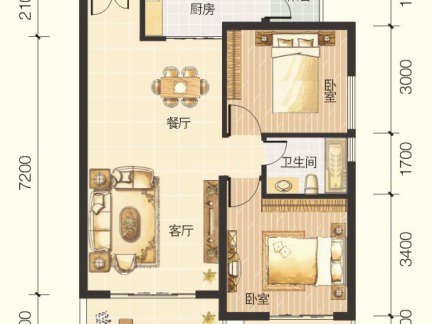 苏杭佳苑,2室93㎡,阔绰客厅,超大阳台9