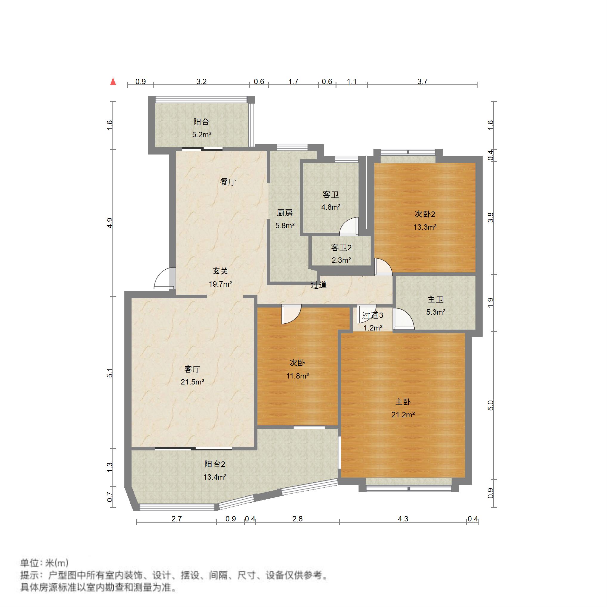 天盛小区,送超大生活阳台 大3房 南北通透 小区环境安静13