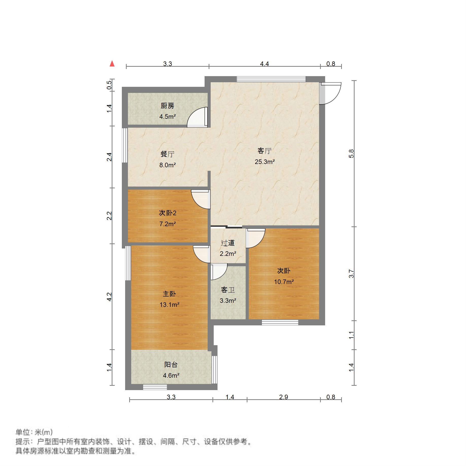 聚雅苑,聚雅苑55万元98㎡3室2厅1卫1阳台精装南北，好房不等人11