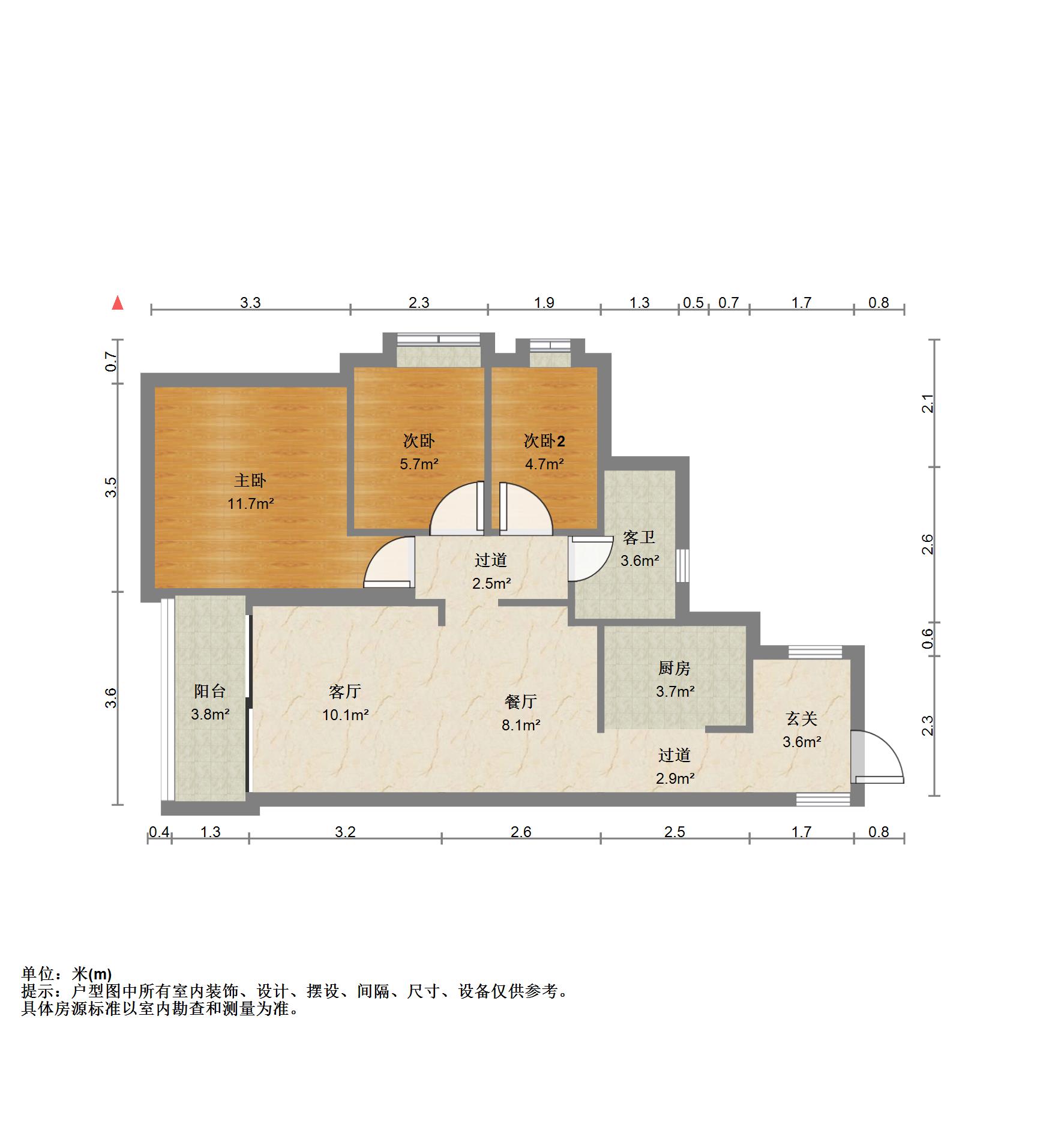 深业江悦湾,南北通透,3室2厅1卫2阳台全南,户型非常棒,有户型为证15