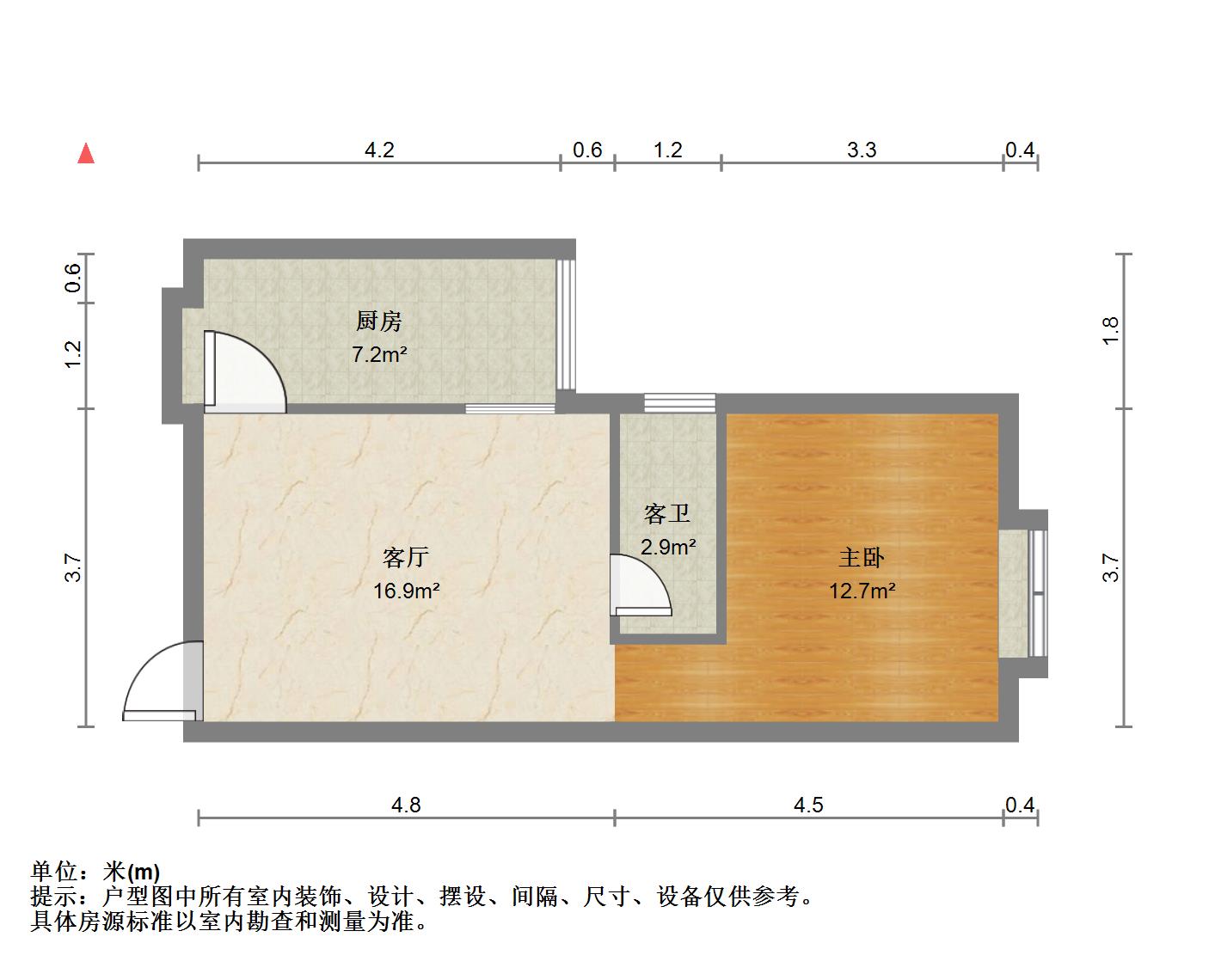 翱达公馆,白浪翱达公馆一室一厅一卫户型方正采光好！配套成熟12