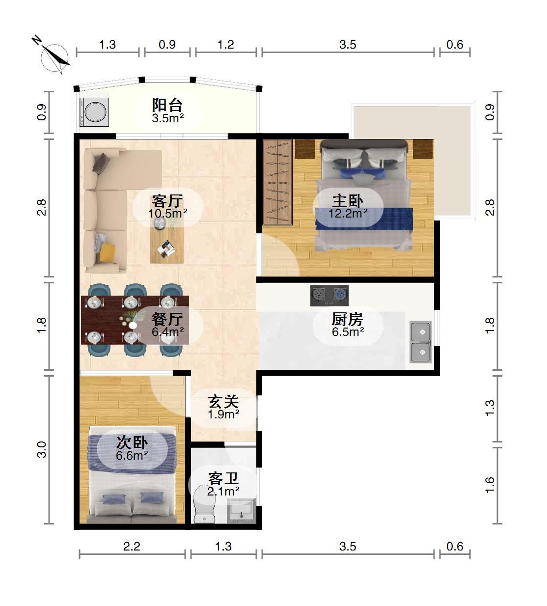 鹦鹉花园,鹦鹉花园2室1厅1卫1阳台㎡9