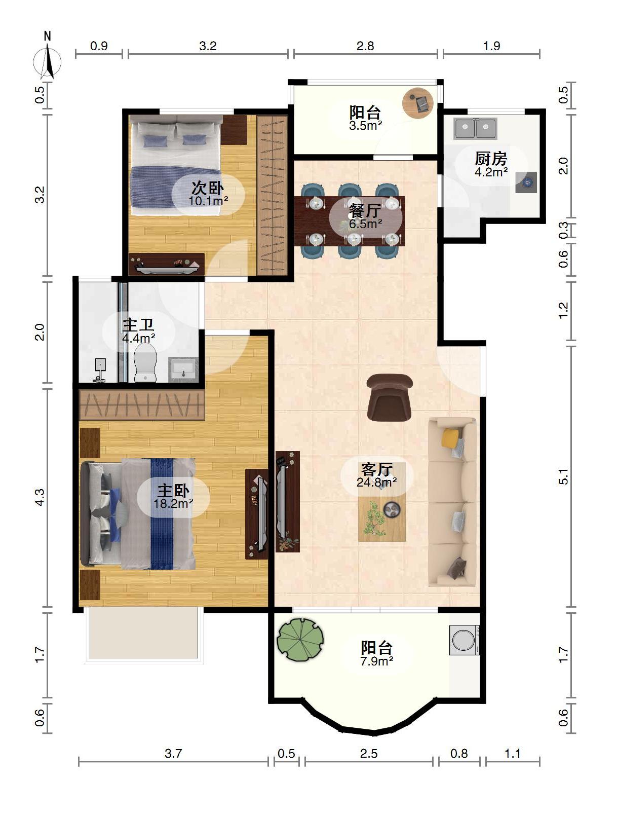 汉阳区七里庙精装2室2厅1卫二手房出售10