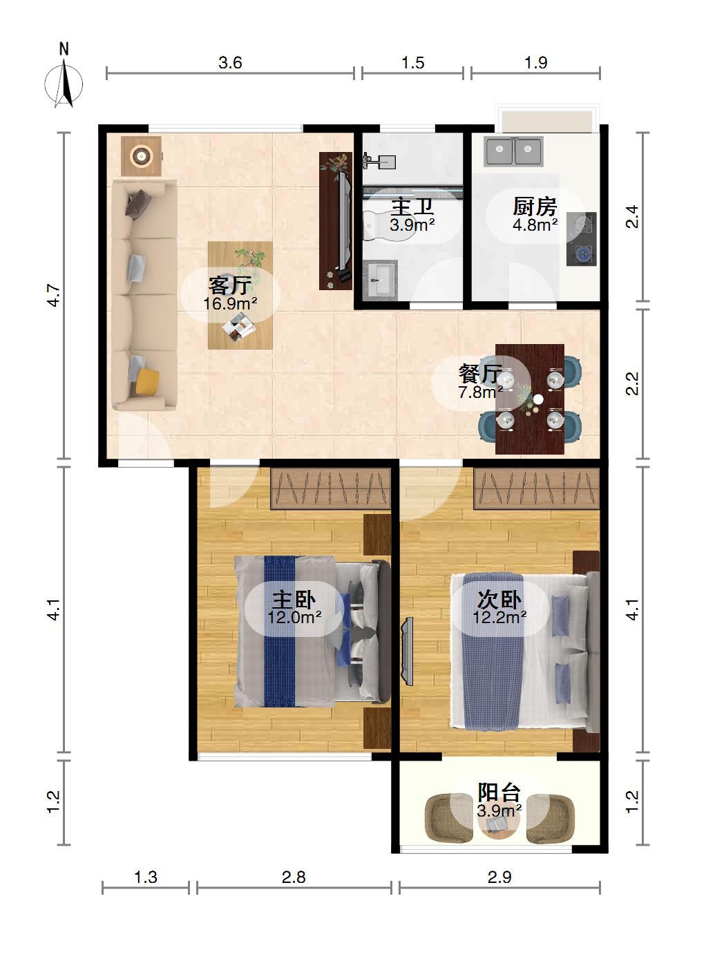 127街坊,两室两厅经典户型诚意出售12