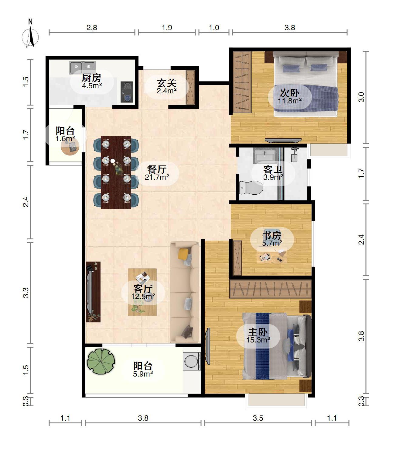 中海朝阳郡观园,精品好房，楼层好，中海朝阳郡观园3室2厅1卫1阳台！13