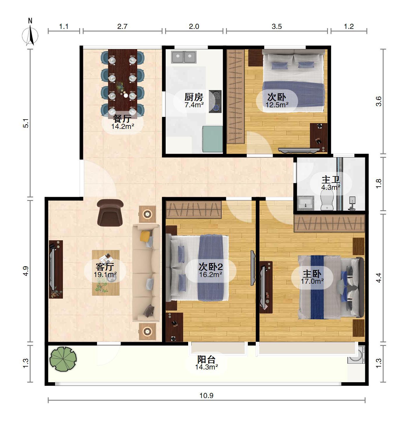 经纬府邸,河西经纬府邸精装145万元3室2厅1卫1阳台出售 送超大阳台11