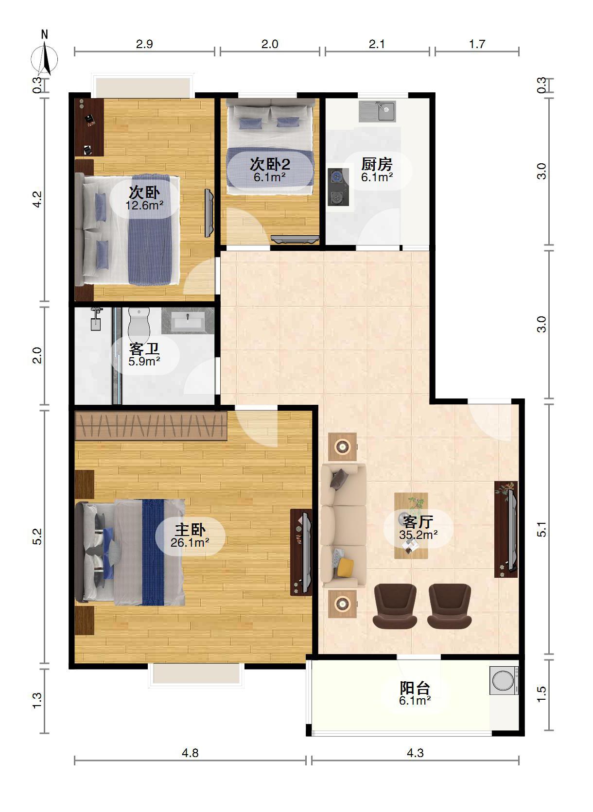 青云谱区京山街道普通3室2厅1卫二手房出售12