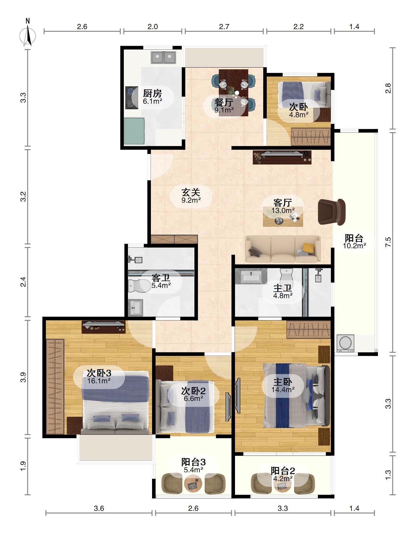 蔚兰星城,市中心,安静小区,4室2厅2卫2阳台精装,房东换房10