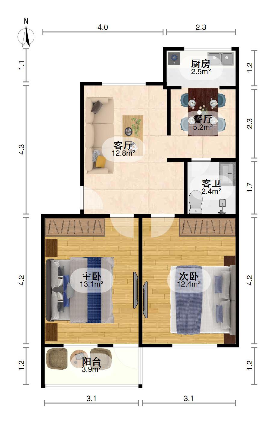 丁公路南柴宿舍,全天太阳 视野无挡 南北通透14