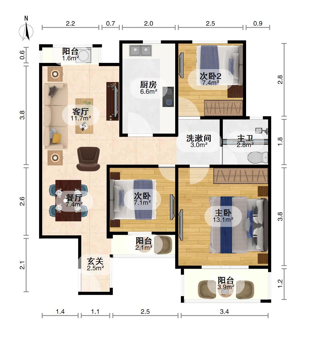 东风阳光城四期,年轻时尚 精致3室2厅1卫1阳台 观景房 享受生活从这里开始11