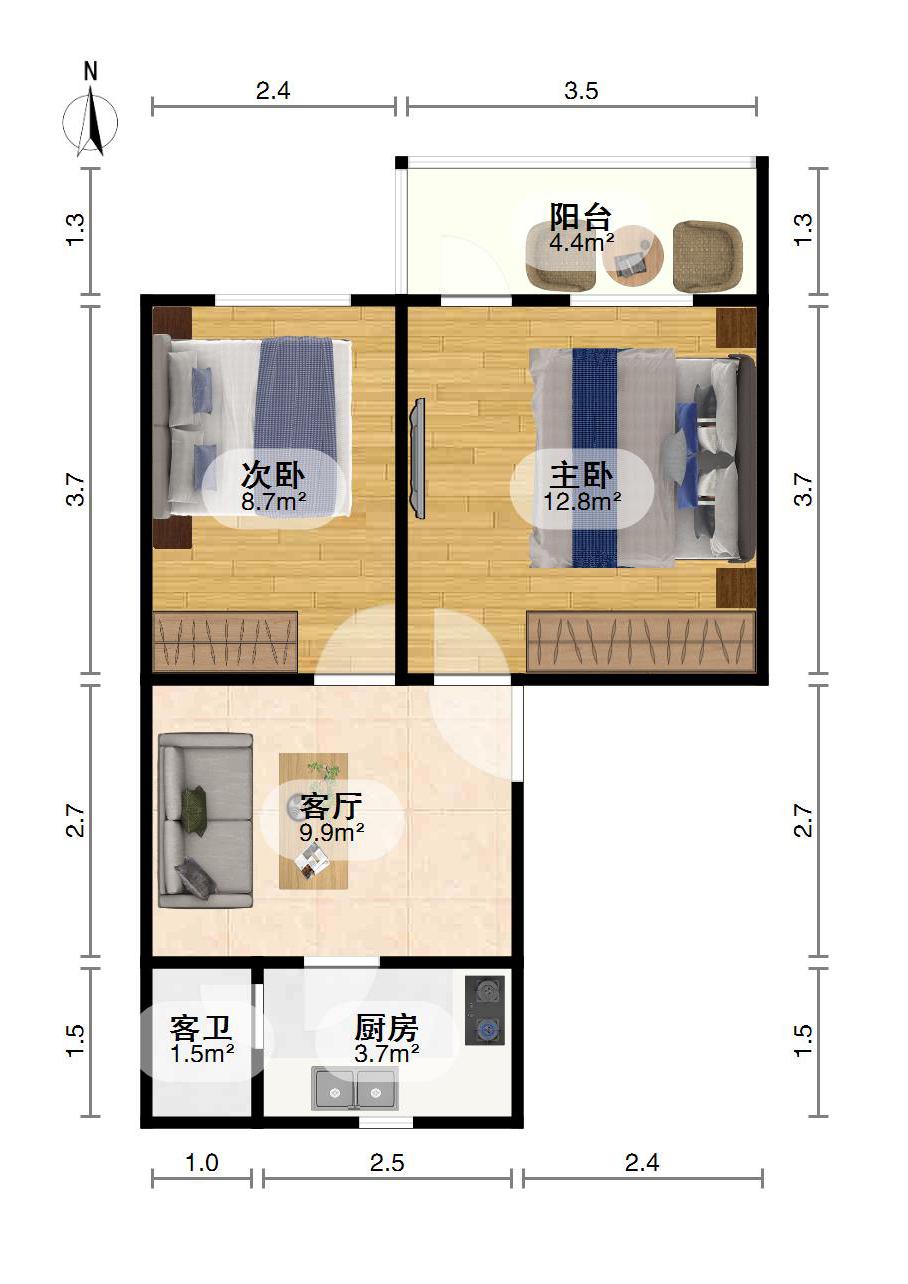 广润门一区6片,广润门一区6片45万元53.94㎡2室1厅1卫1阳台精装13