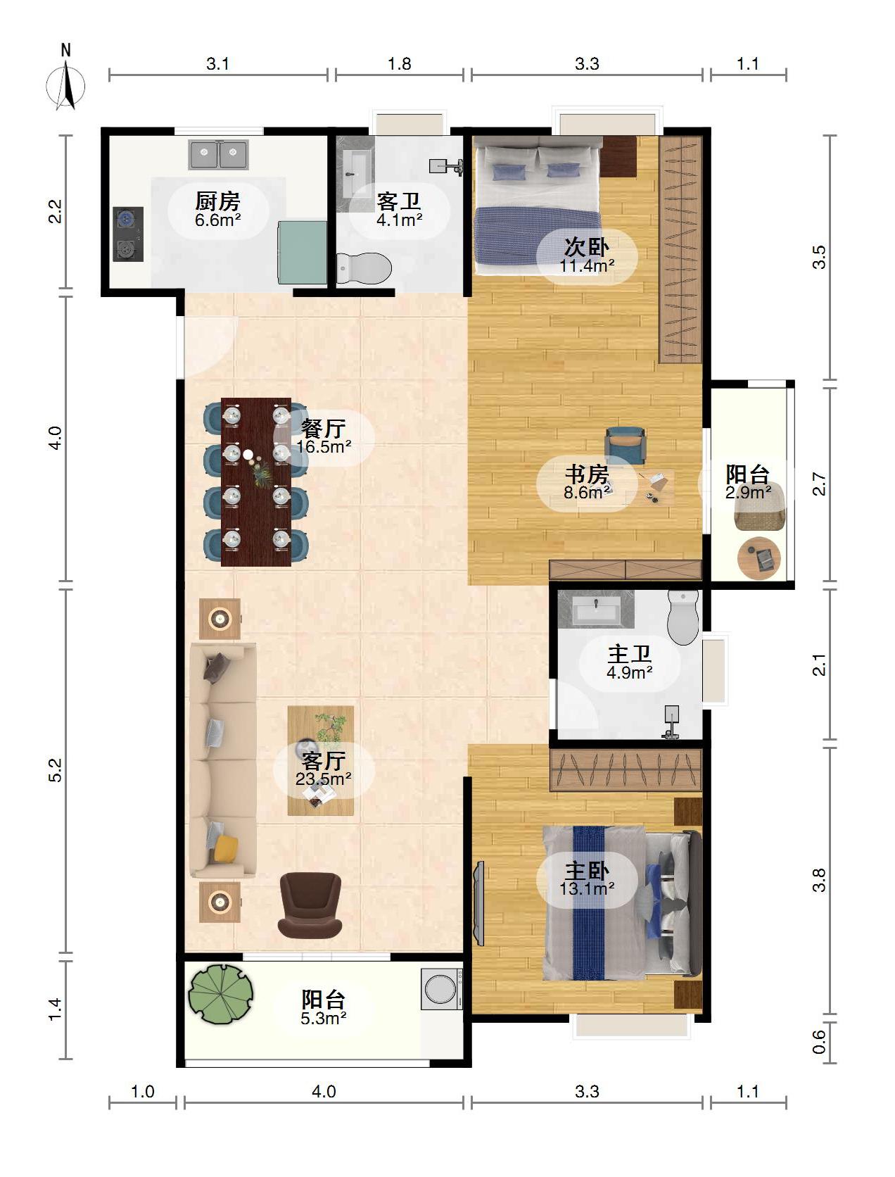 汉阳区汉阳毛坯3室2厅2卫二手房出售10