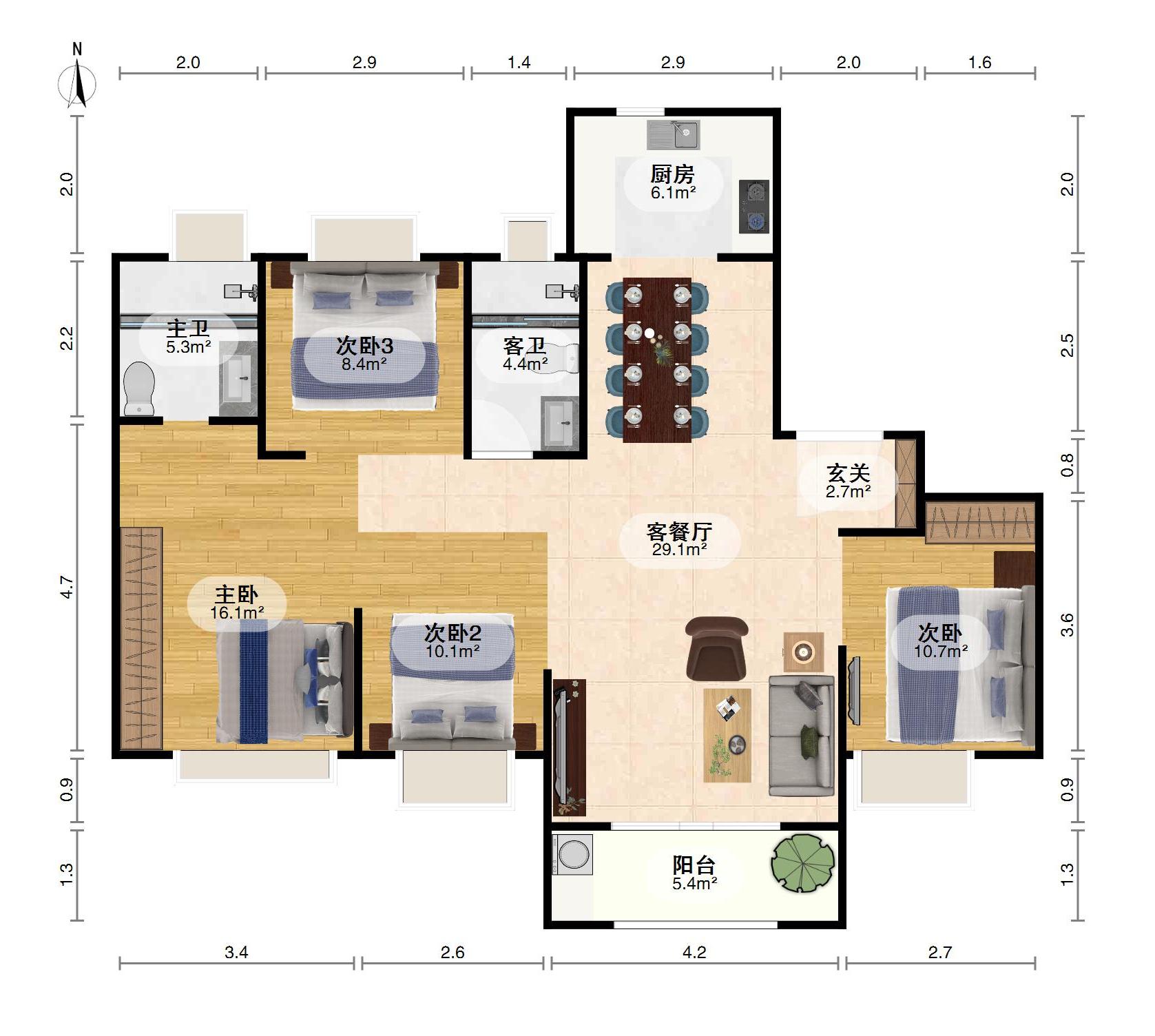 洪山区光谷毛坯4室2厅2卫二手房出售12