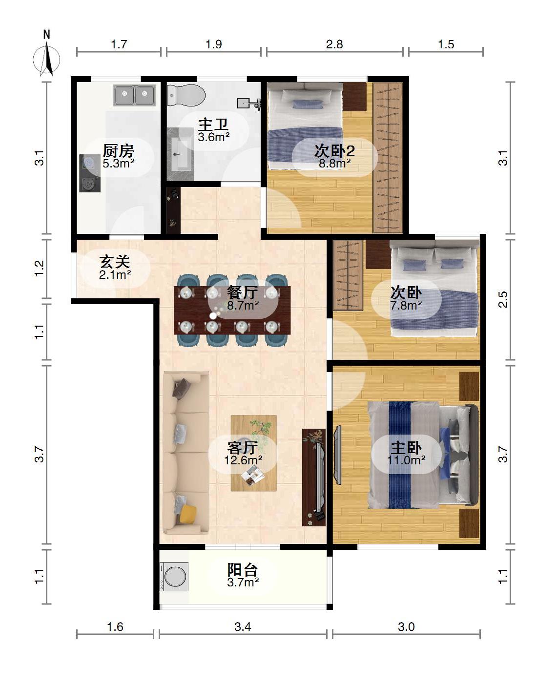 景兰苑,景兰苑132万元89.35㎡3室1厅1卫1阳台精装，业主急售10