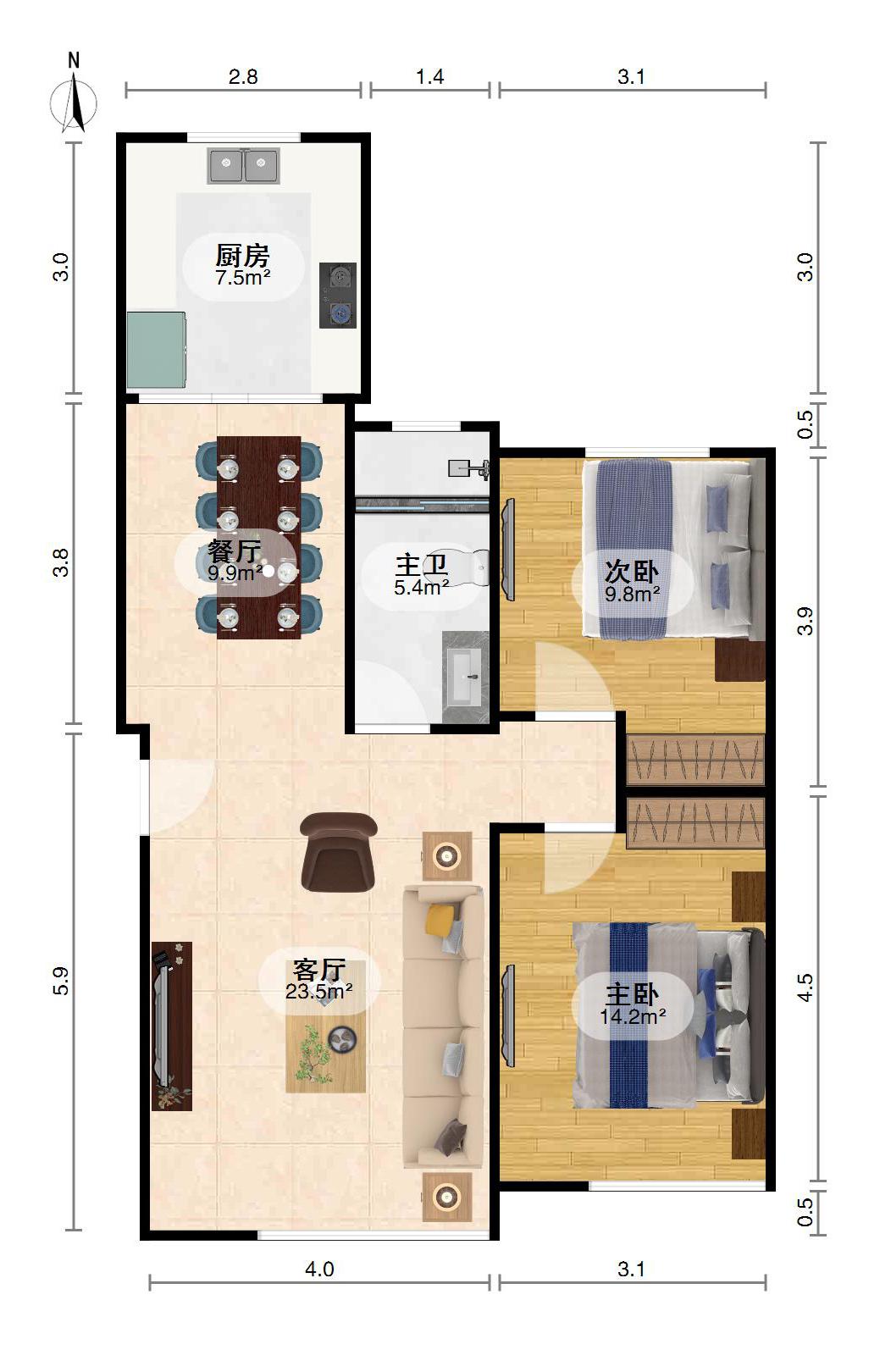 运通叁号第,运通三号第 2室2厅1卫 89平 55万 实验中小11