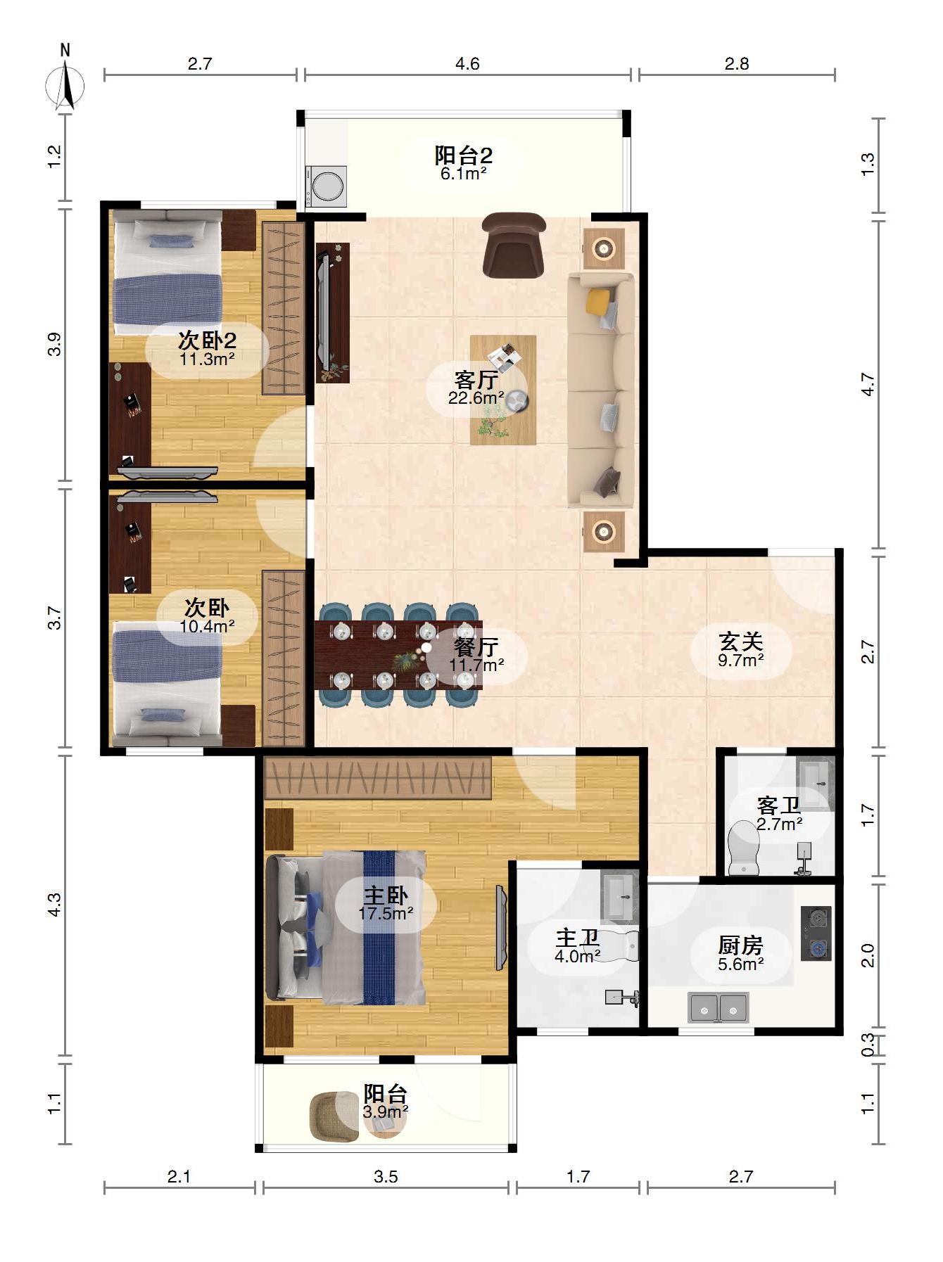 世纪花园,市中心3500单价大3房，安居市场，广场都在附近，一梯一户！14