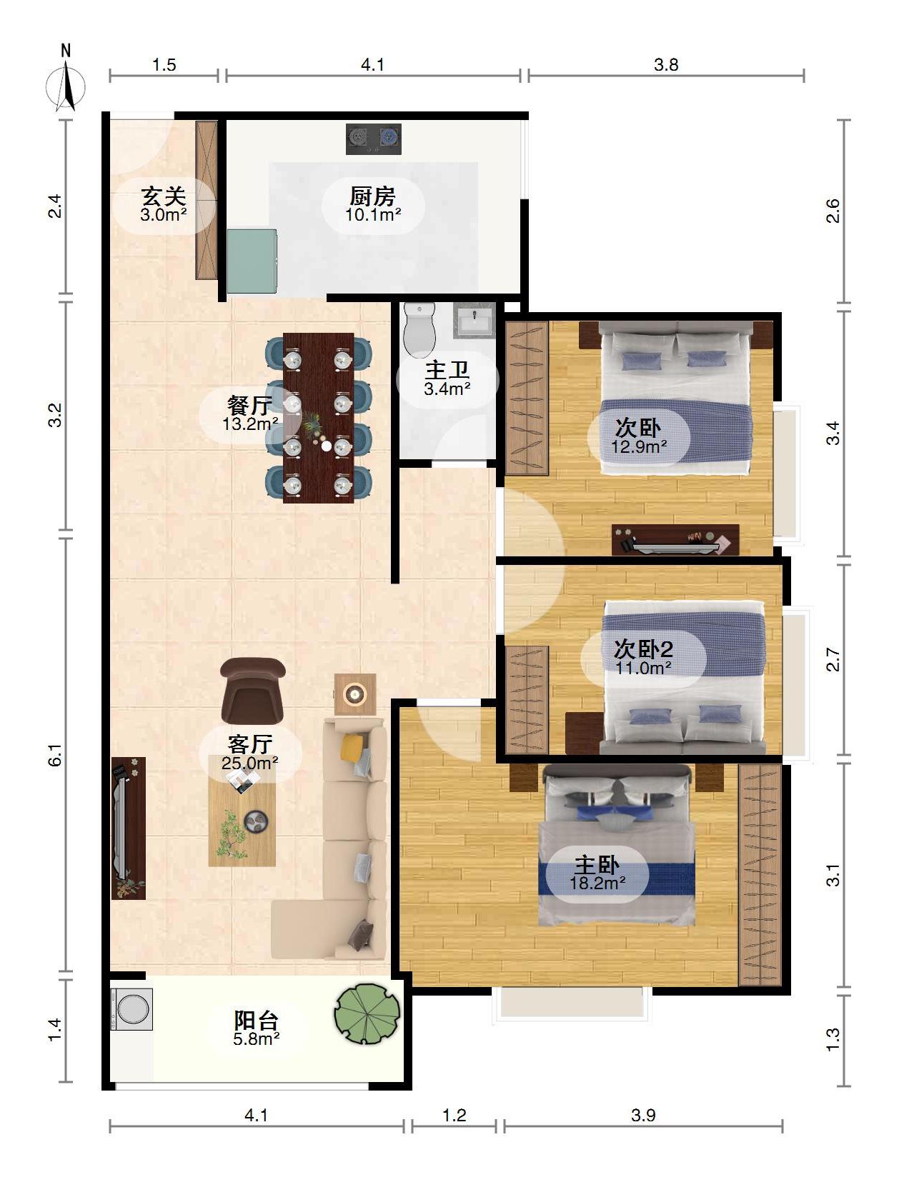 天悦尚城,天悦尚城精致3室2厅2卫2阳台，仅售66.8万13