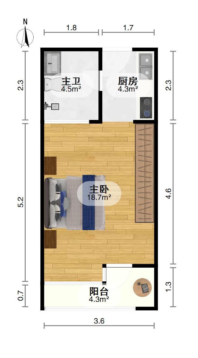 大华南湖公园世家三期,精致1室0厅1卫1阳台，小户型，大生活9