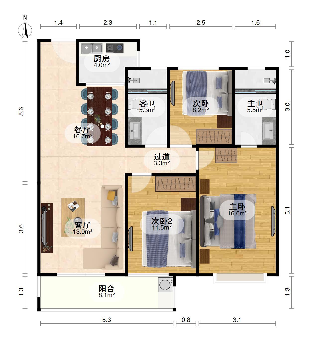 万科新都会,精品好房，楼层好，视野广，万科新都会3室2厅2卫1阳台南北！9