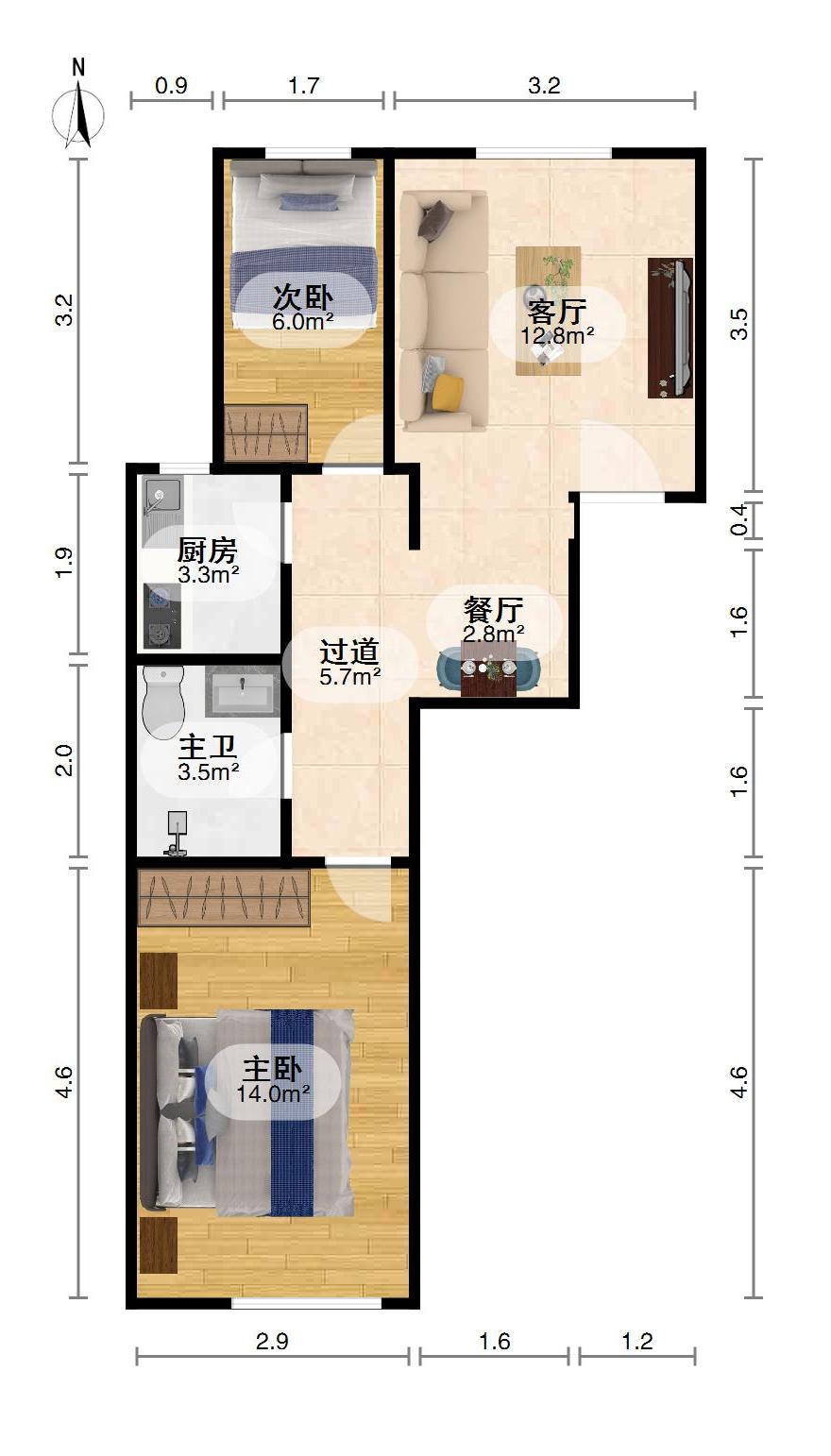 林荫大道,（优选必看）南北两居 临近西门 满五年8