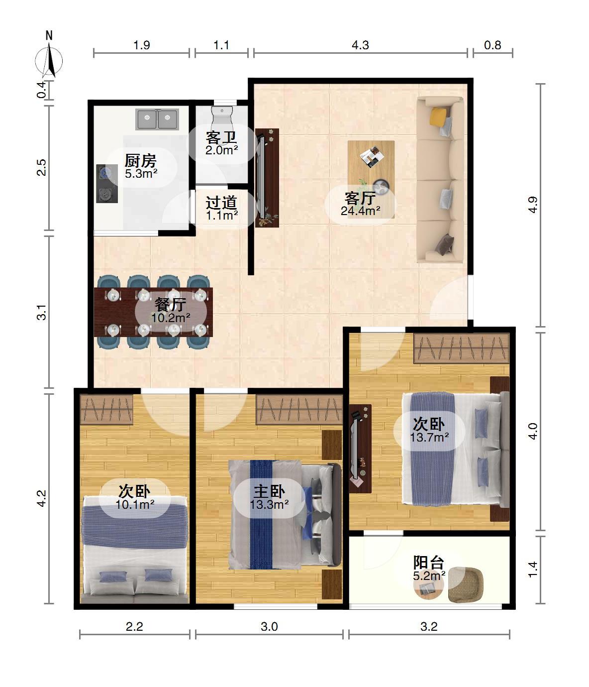 港北区城北普通3室2厅1卫二手房出售14