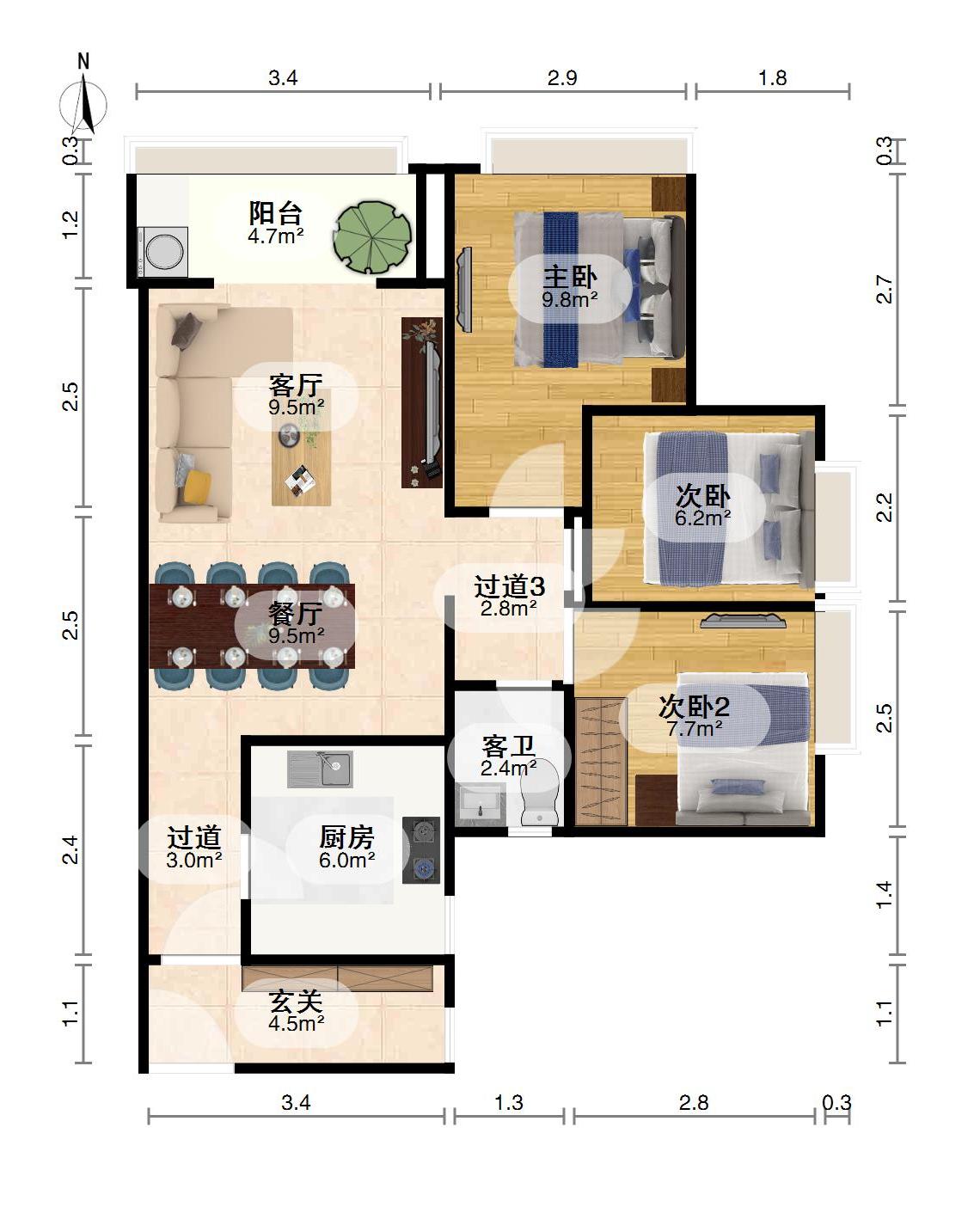 时代天境,大社区,生活交通方便,3室2厅1卫1阳台3500元/月11