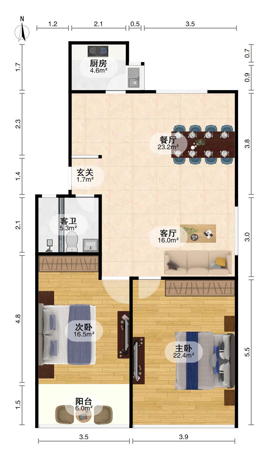 28街坊,建五28街坊，中间楼层，南北通透，大两房，看房提前预约10