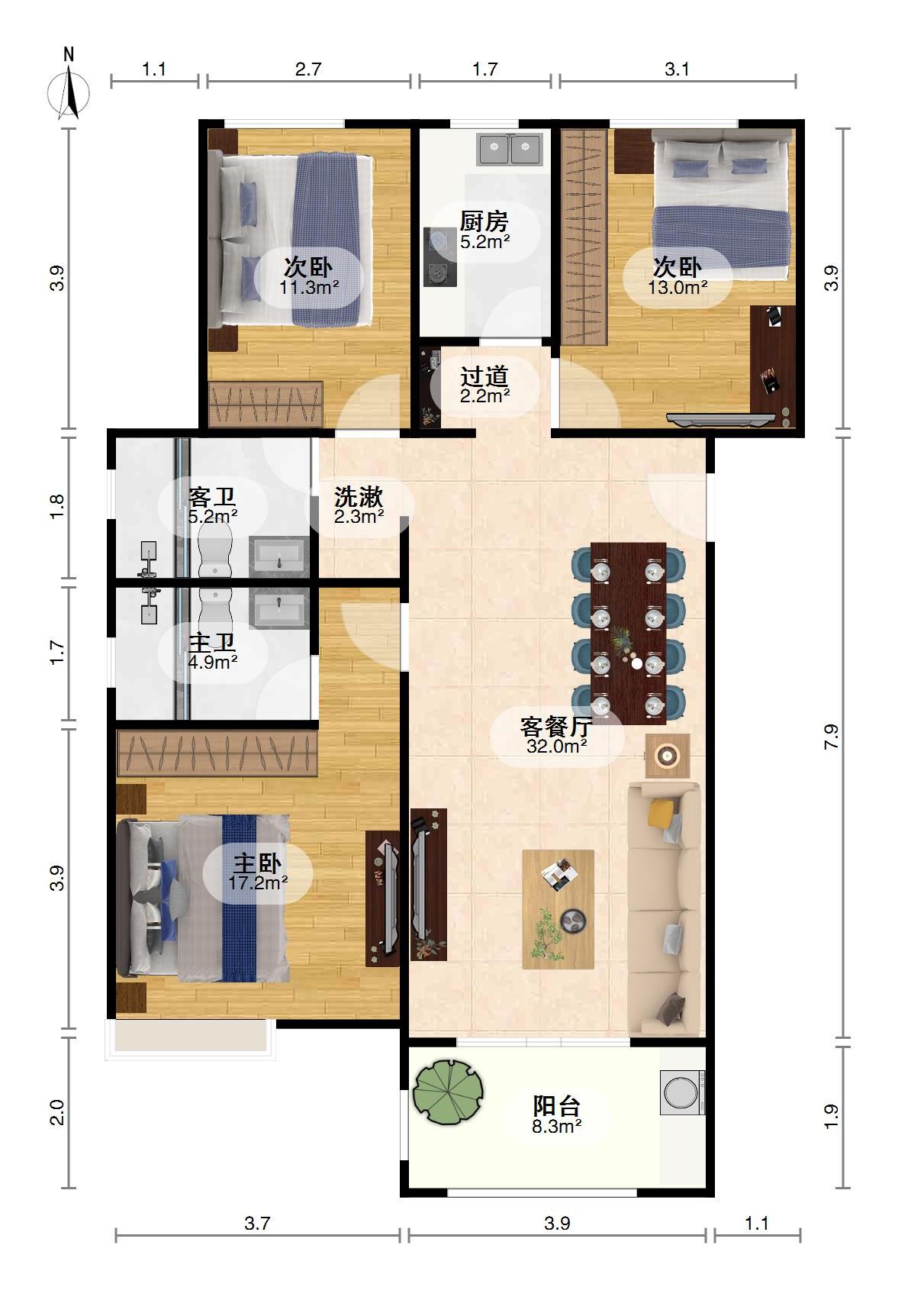 保利新武昌K4地块3室2厅2卫精装出租13