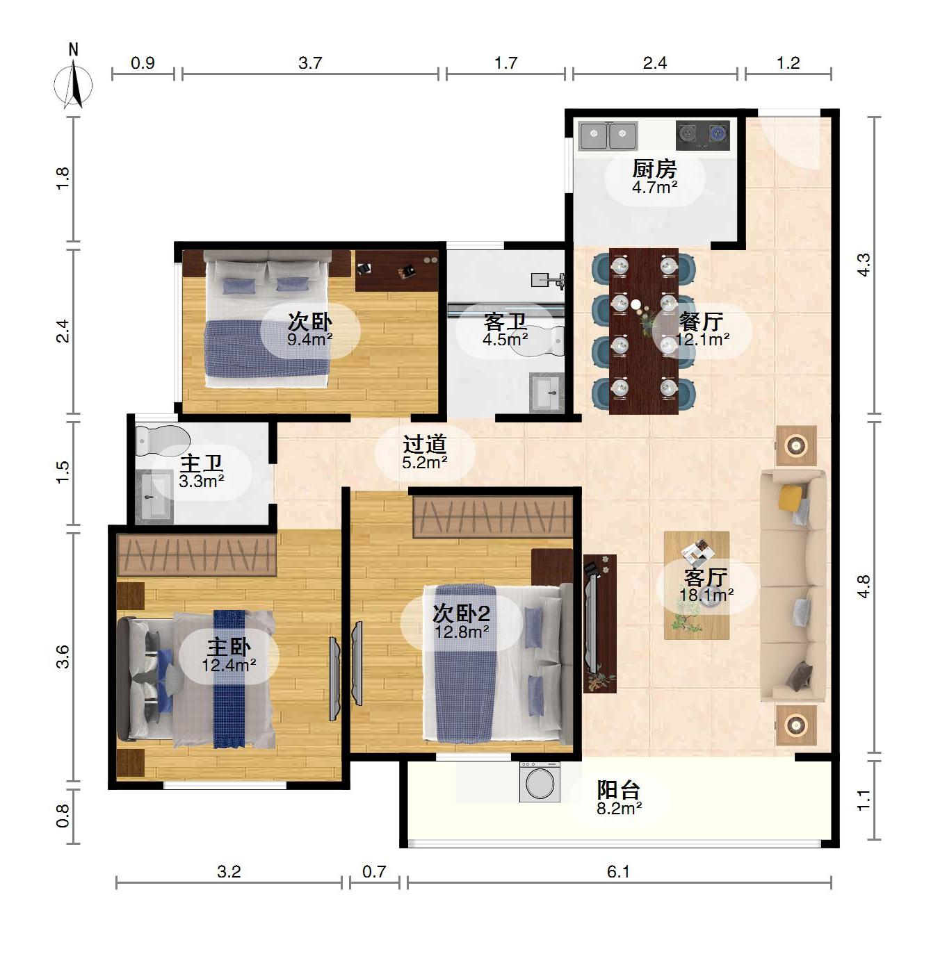 中梁国宾首府,中梁国宾首府全新精装未入住面积105㎡三房两厅两卫欢迎品鉴13