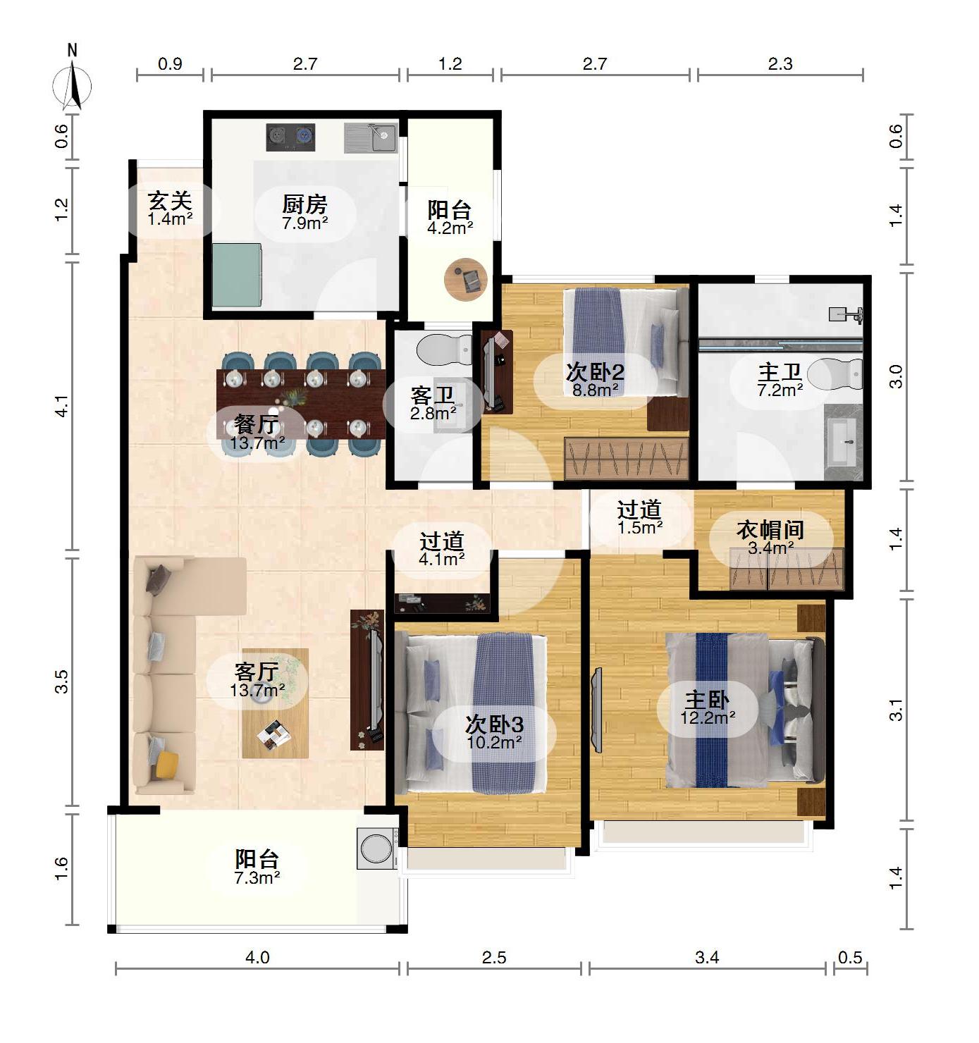 贵港恒大城,恒大城3室2厅2卫2阳台1800元/月正规高性价比13