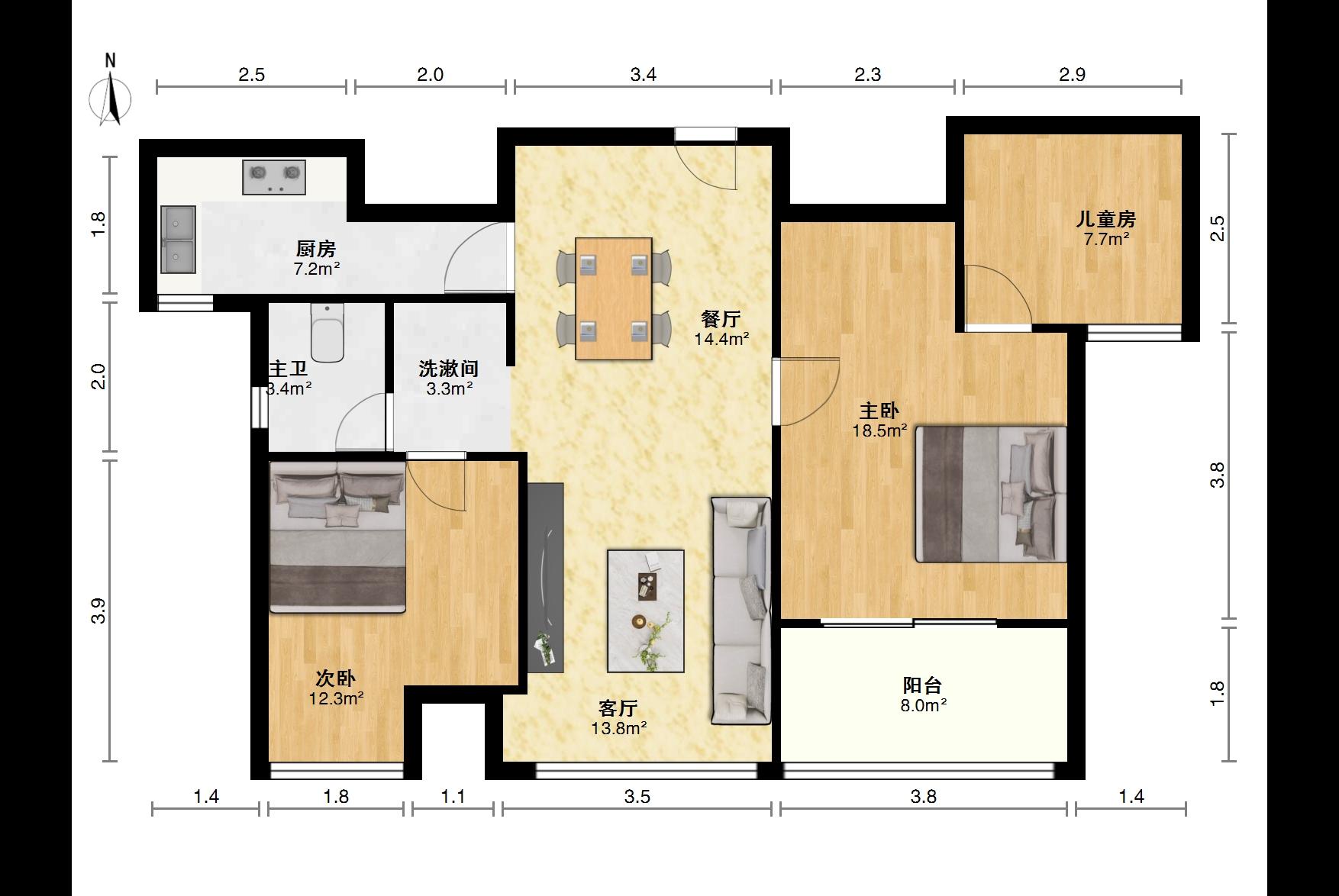 百灵景都,百灵景都94㎡2室2厅1卫1阳台普通，看房有钥匙13