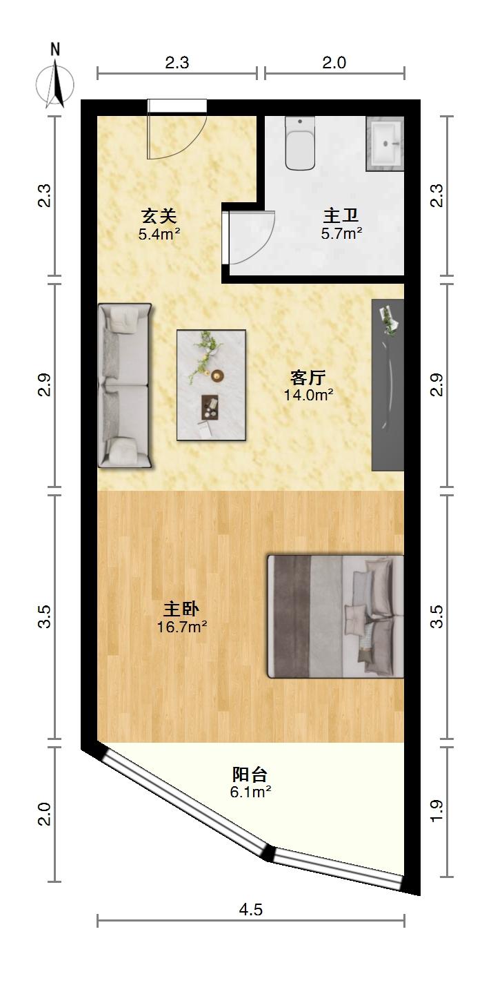 汉飞又一城,河西汉飞又一城精装1室1厅1卫1阳台出售 送超大阳台10