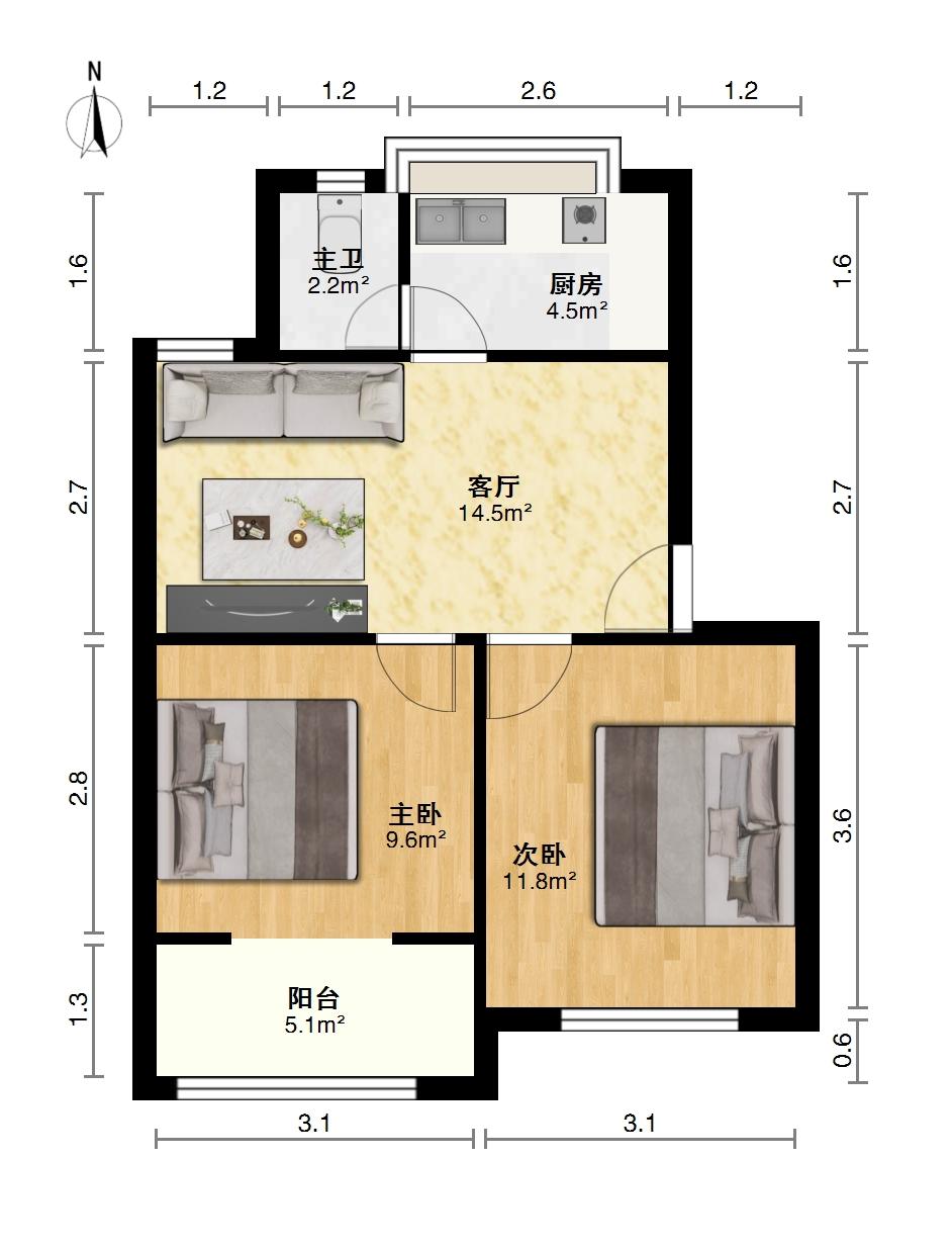 纺织大学宿舍,纺织大学宿舍56.13㎡2室1厅1卫1阳台精装，看房有钥匙10