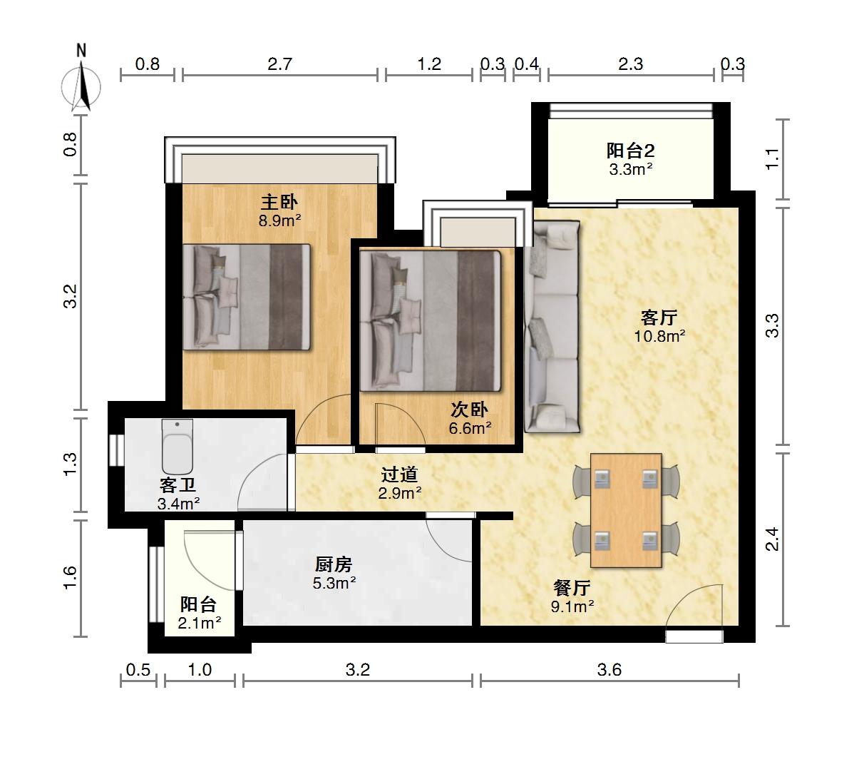 金名都,金名都80㎡2室2厅1卫2阳台精装，好房出售11