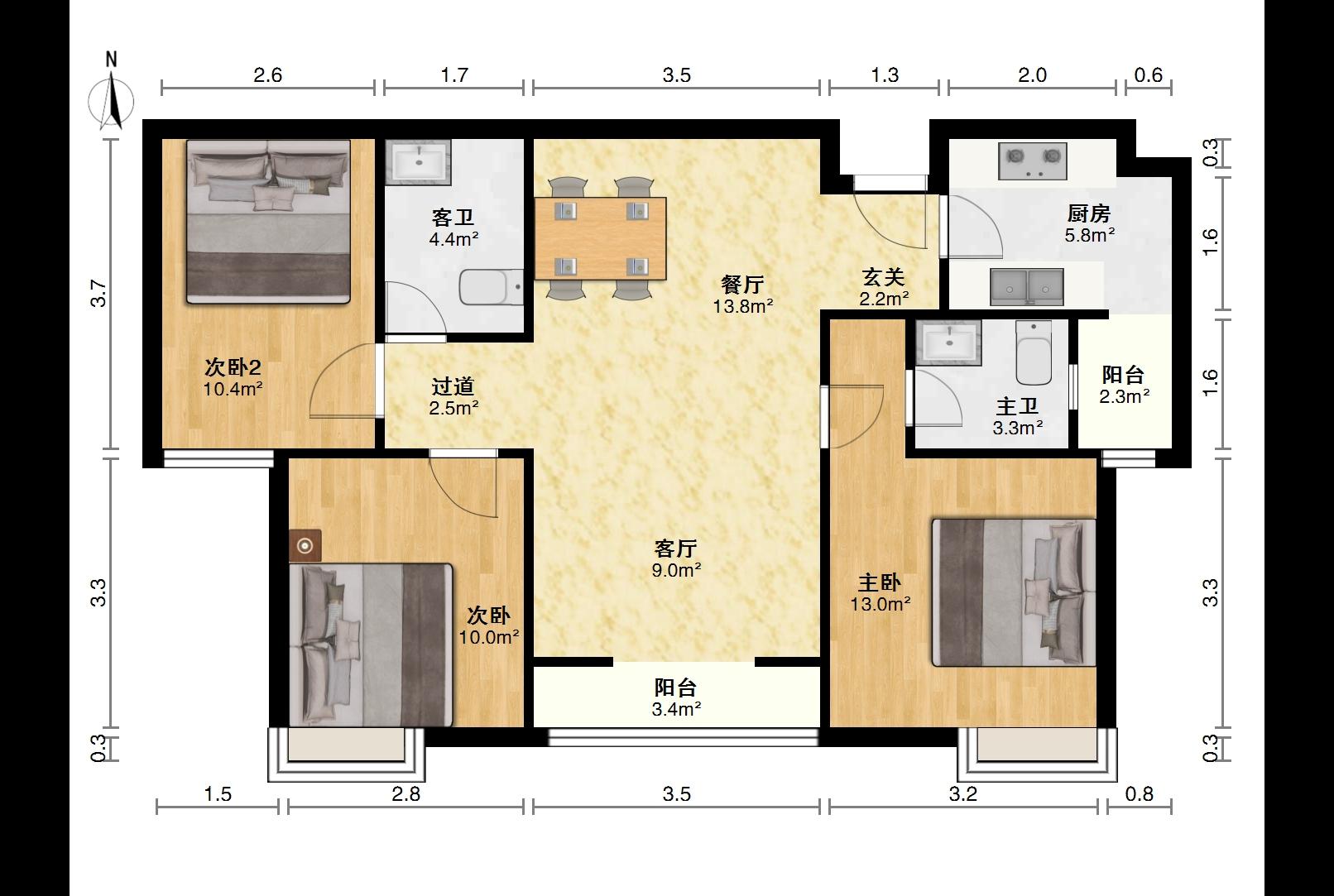 纽宾凯汉city汉棠,精装3室2厅2卫2阳台急售，是您找家的不二之选13